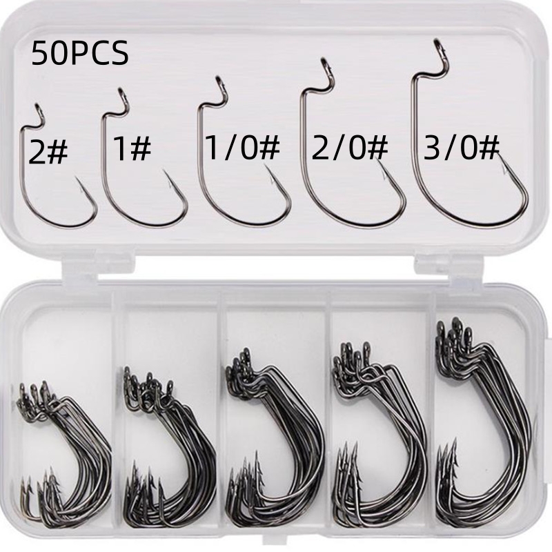 Fishing Hook Jig - 50 قطعة/صندوق خطافات صيد من الفولاذ