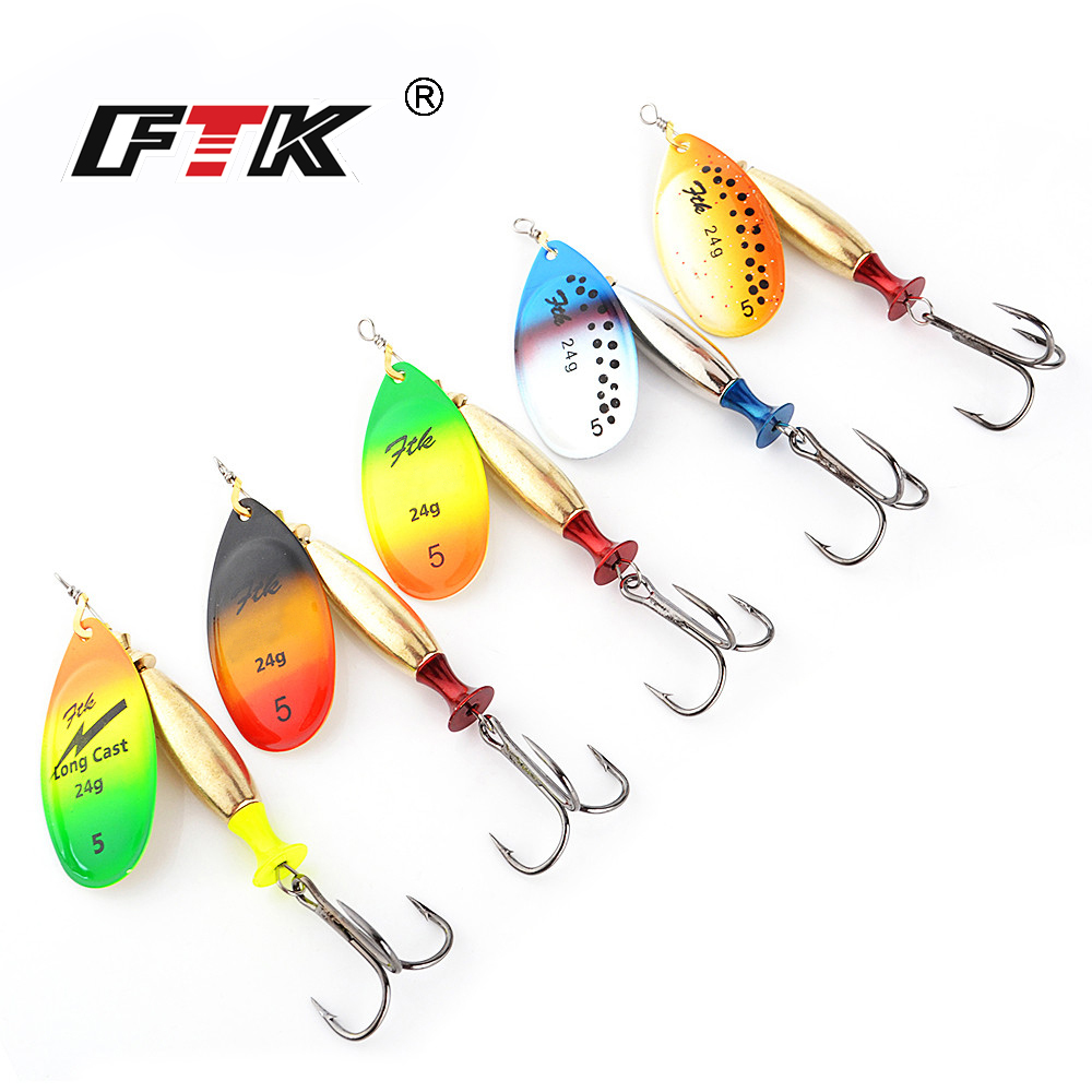 FTK 18 جرام 24 جرام سبينر الطع - مراجعة Fishing Hook Treble وسعره