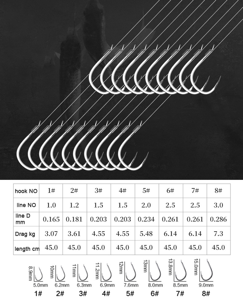 10 زوج خطافات صيد السمك مع الل - مراجعة Fishing Hook Assortment وسعره
