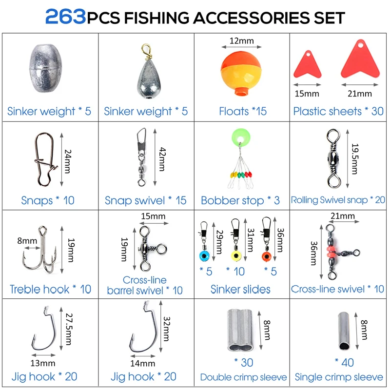 263 قطعة مجموعة ملحقات الصيد ف - مراجعة Fishing Hook Box وسعره