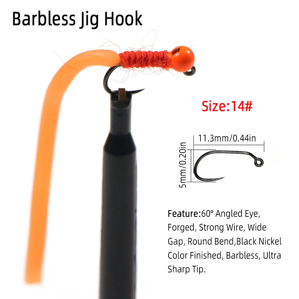4 قطع # 14 طُعم صيد على شكل دو - مراجعة Fishing Hook Barbless وسعره
