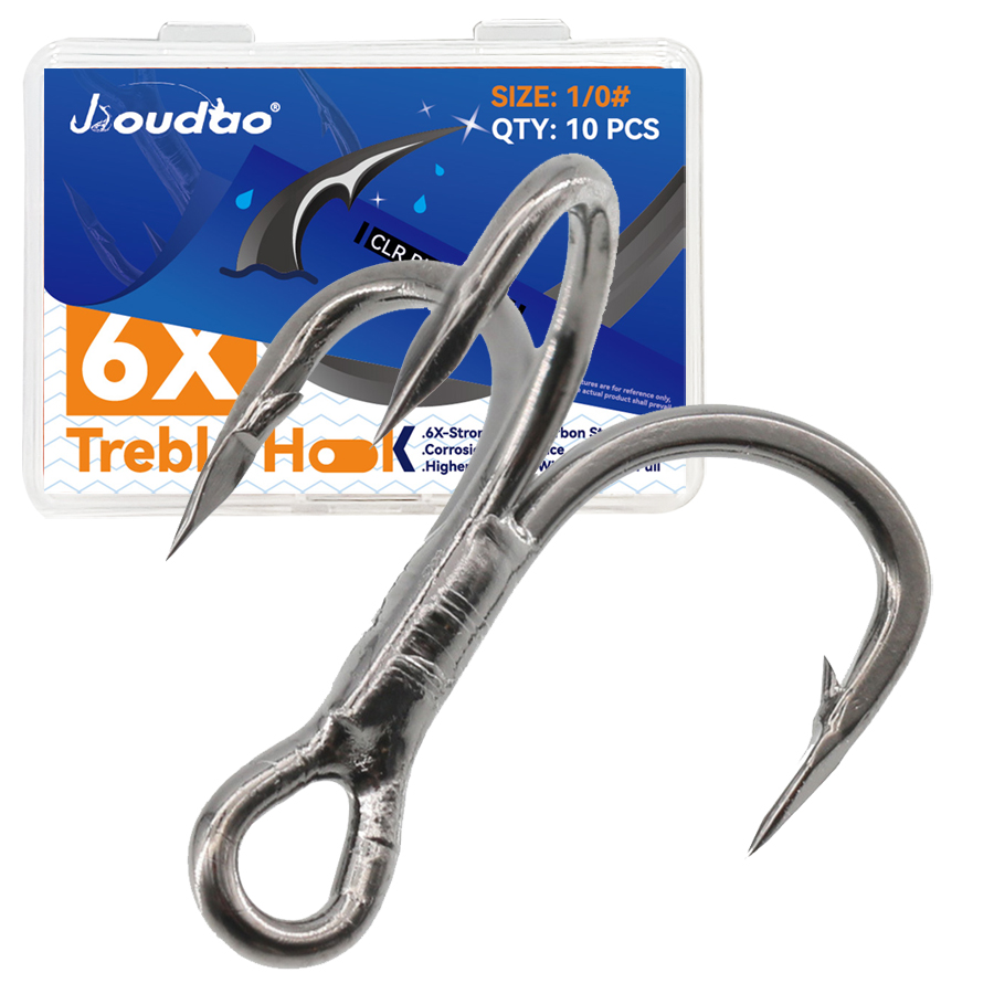 6X خطاف صيد ثلاثي 10 قطع خطاف  - مراجعة Fishing Hook Barbless وسعره