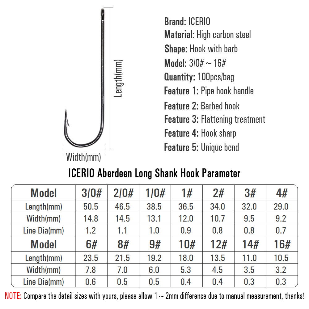 إيسيريو 100 قطعة 16 #   - 3/0  - مراجعة Fishing Hook Barbless وسعره